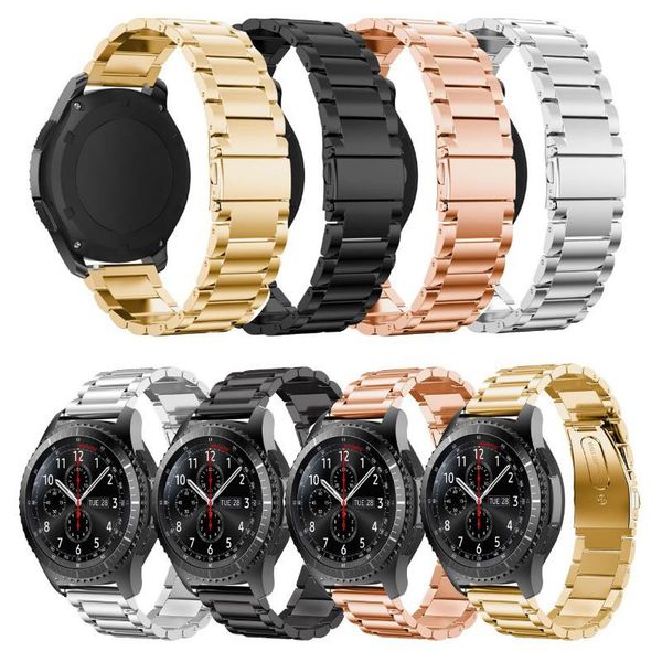 

watch bands stainless steel band bracelet strap for samsung gear s3 frontier / classic connector adapter 22mm black rose gold, Black;brown