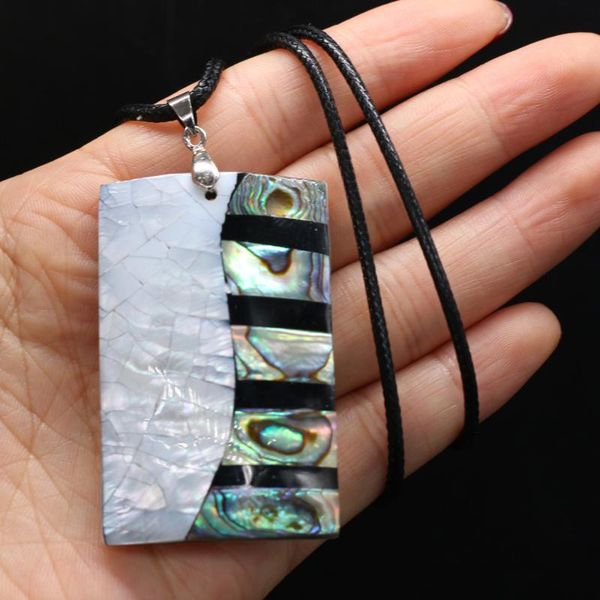 

natural shell mother of pearl pendants charms wax thread necklace accessories for women gift size 34x54mm length 55cm pendant necklaces, Silver