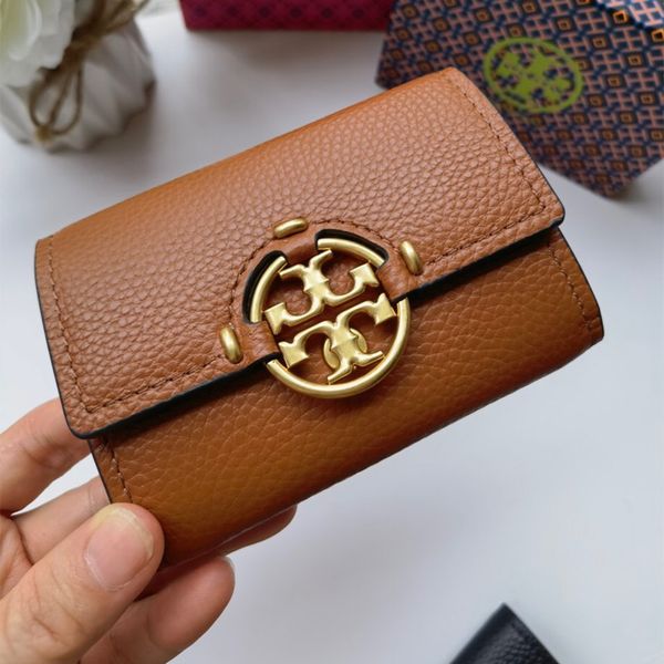 

2021 new short zero wallet mini lychee grain cowhide women's flip card bag