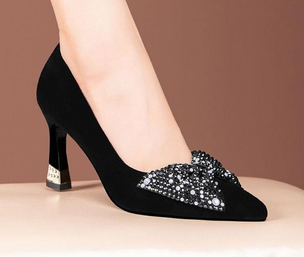 

women's shoes in spring and autumn high fine heel pointed end @p70, Black