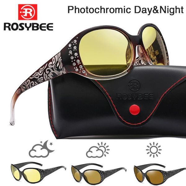 

day night vision pochromic sunglasses chameleon polarized women glasse all change color for snow light driving shades, White;black