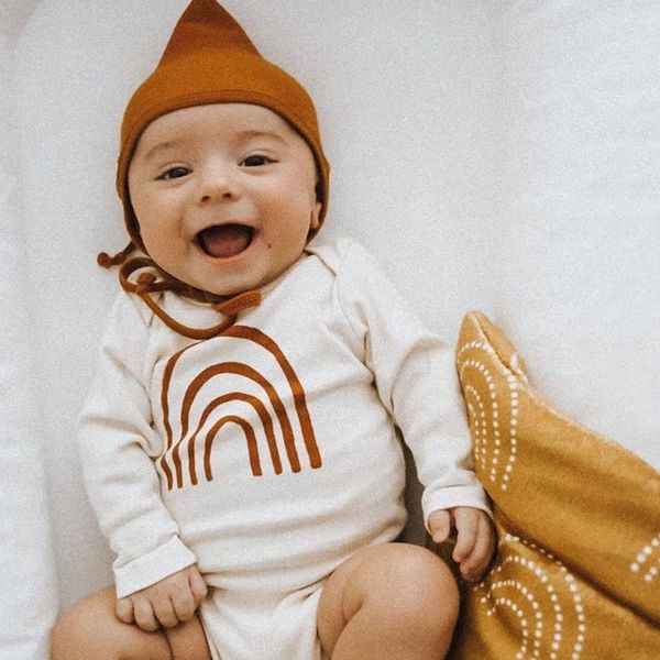

new rainbow baby bodysuit baby spring long sleeve clothes rainbow print baby boys girls casual jumpsuit toddler onesie 210413, White