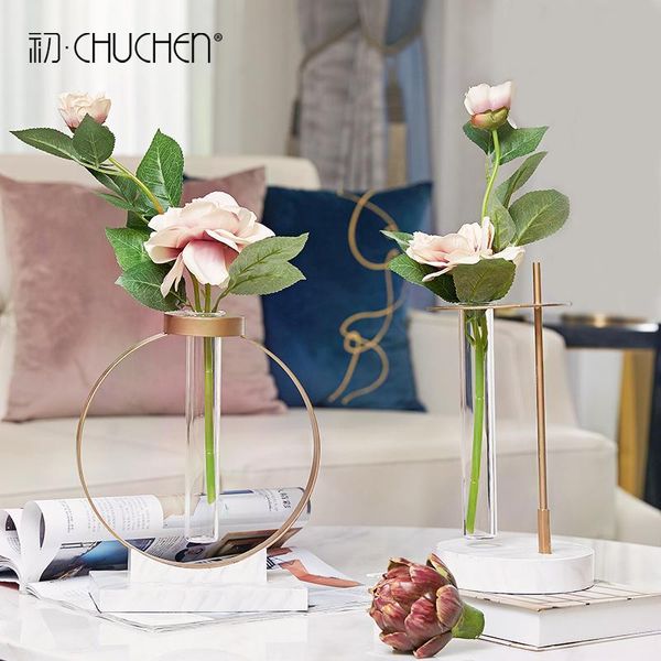 

vases modern metal glass geometry simple flower vase living room deskplant container florero home ornaments da60hp