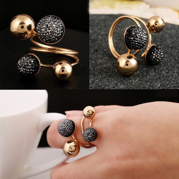 

ball resin little golden beans ring simple jewelry personality punk ring size 18mm retail&wholesale for women io chan contact, Gray