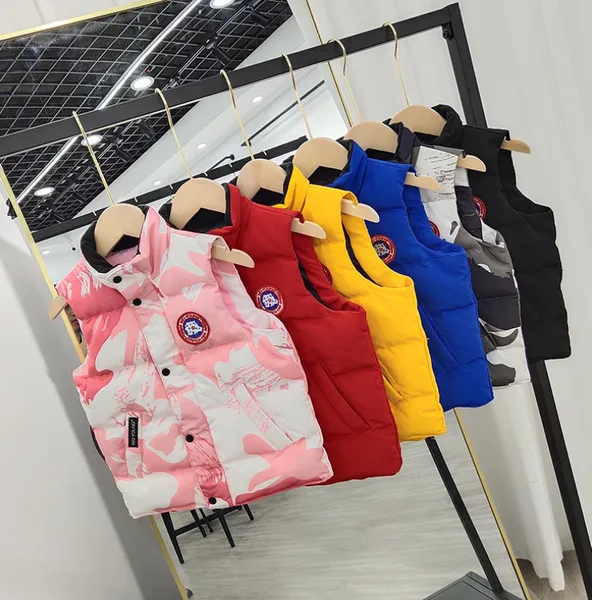 Bebê Inverno Colete Meninos Jaquetas Menina Casacos Clássico Letra Colete Para Baixo Vestuário Bebê Roupa Exterior Roupas Crianças Casaco Jaqueta Cardigans Weskit