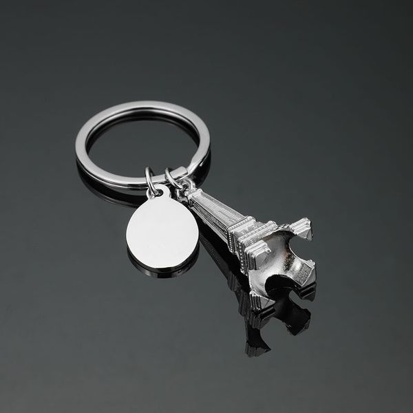 

creative gift stereo paris eif-fel tower metal chain car advertising key ring pendant, Slivery;golden
