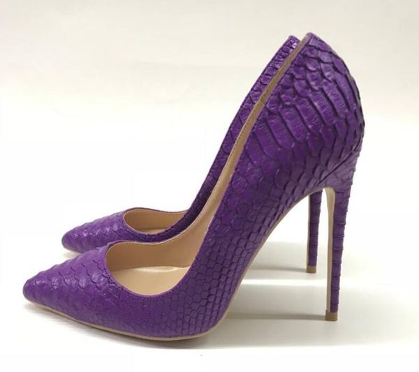 

dress shoes high heel white snake print leather stilettos women pointed toe slip-on pumps wedding 34-44, Black