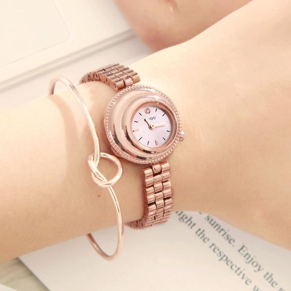 

wristwatches 2021 fashion laminated dial korean style watch simple chain wild small fresh ol temperament clock light luxury, Slivery;brown