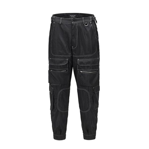 

men's pants origianl multi-pockets straight black cargo mens zipper streetwear casual boom feet baggy trousers hip hop track