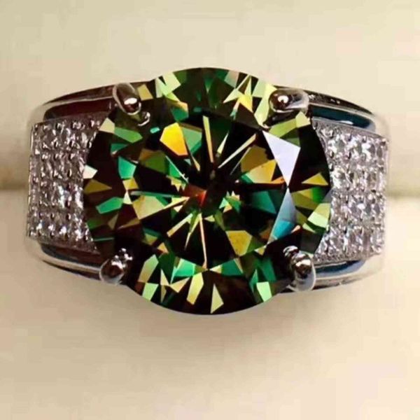 

domineering men's green ring vvs clarity eight heart and arrow cutting seiko inlay, Silver