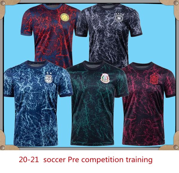 

20-21 pre match training soccer jersey argentina spain germany colombia mexico football shirt, Black;yellow