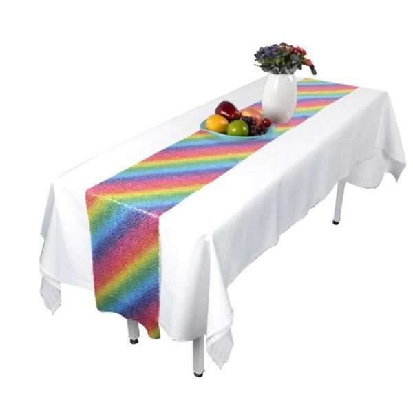 

table cloth rainbow color sequins runners modern runner for wedding party chirstmas decoration home el tablecloth