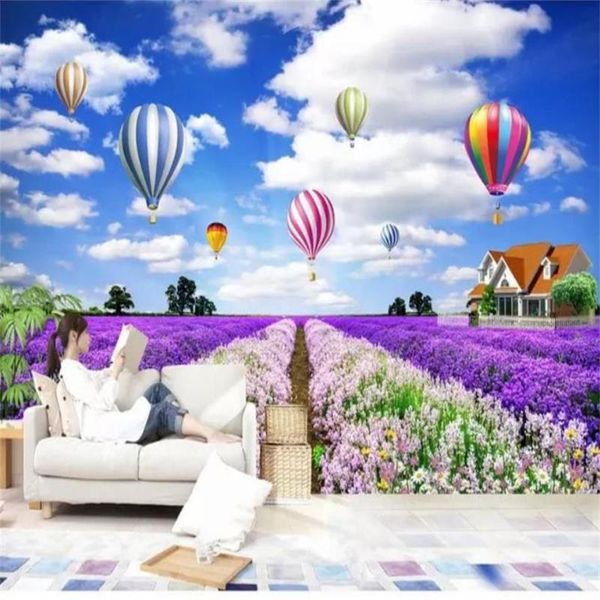 

wallpapers custom 3d po wallpaper mural living room sofa tv backdrop wall paper balloon lavender flower sea picture home decor