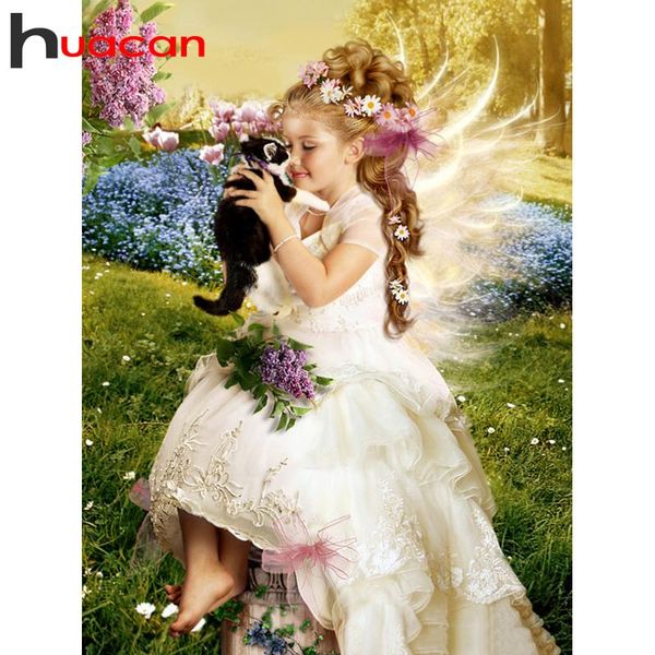 

diamond painting huacan 5d diy girl full square/round diamonds embroidery kits portrait cat decorations home arrival