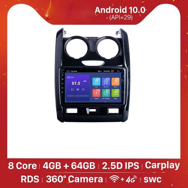 GPS Navigation Touchscreen Carro DVD Radio Player para 2015-2020 Renault Duster 2 Din Android 10.0 9 polegadas 2GB RAM 32GB ROM