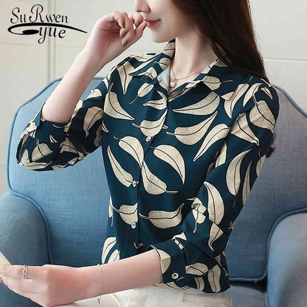 

fashion autumn casual women shirt printing button square collar long sleeve blouse beach 5308 50 210508, White