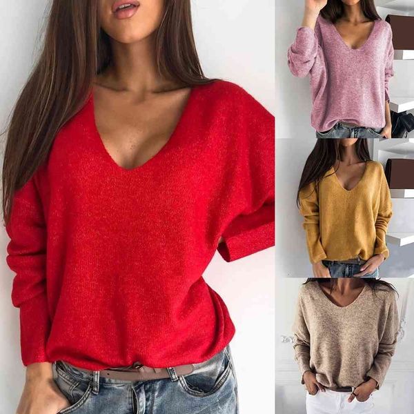 

women's sweaters 2021 ladies low neckline nightgown fall long sleeve sweet basic color loose clothes sweaters and, White;black