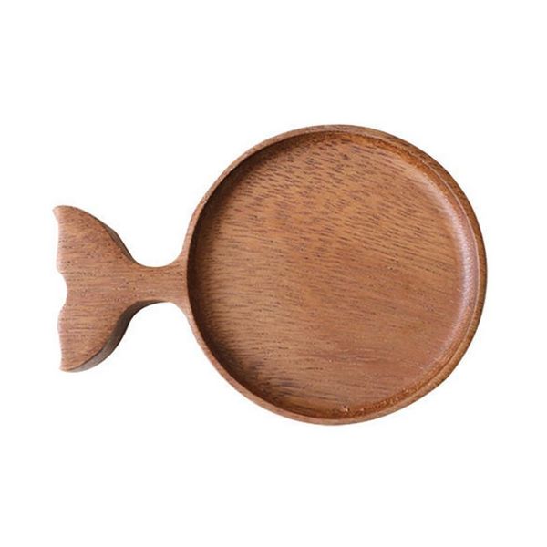 

dishes & plates 1pc wooden kitchen sauce dish fish-shaped plate flavor seasoning