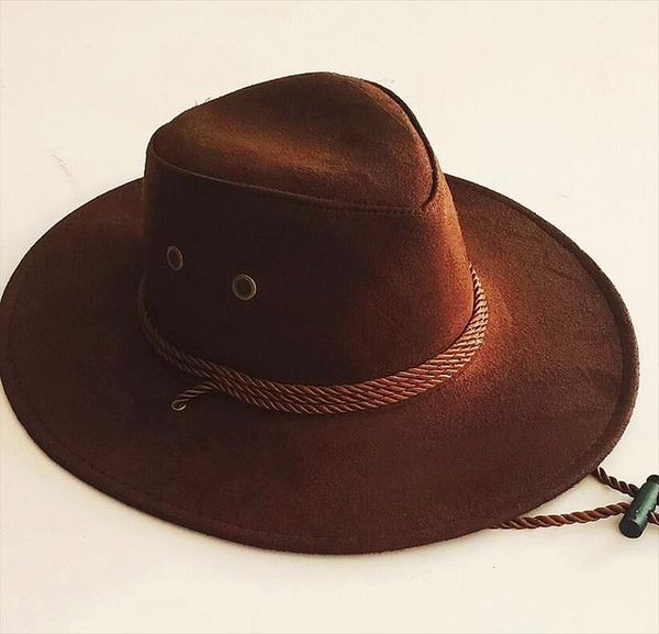 

the retro deerskin plush western cowboy hat, suitable for men and women wide brim hat 58 60cm, Blue;gray