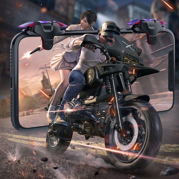 

game controllers & joysticks 2pcs metal gamepad joystick for pubg joypad mobile trigger fire button aim key mini android shooting controller