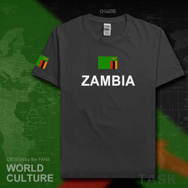 República da Zâmbia Zâmbia Mens Camisetas Moda Jersey Nation Equipe 100% Algodão T-shirt roupas T-shirt Tees Country Sporting ZMB X0621