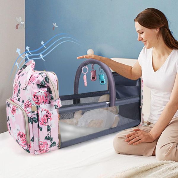 

backpack anti mosquito net recumbent mummy bag crib travel shoulder handbag baby folding bed storage insulation usb charging boy
