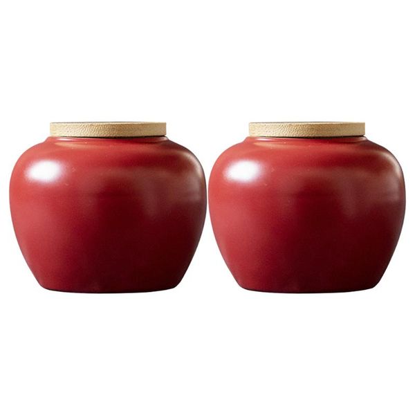 

storage bottles & jars 2pcs ceramic tea can sealing canister portable sealed jar with lid