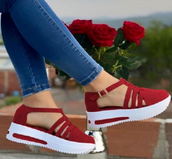 

women's sandals chunky bottom ladies 2021 summer woman shoes round toe hollow out platform sandalias mujer dress, Black