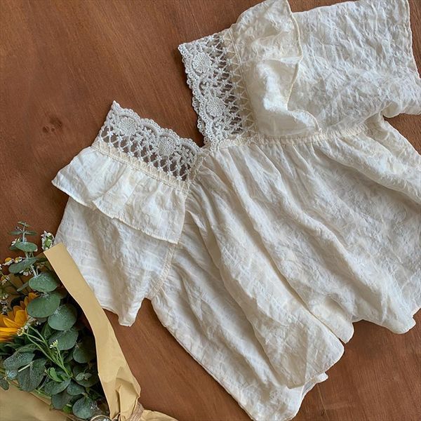 

summer korean style baby girls princess blouses lace collar ruffles toddlers kids thin shirts, White;black