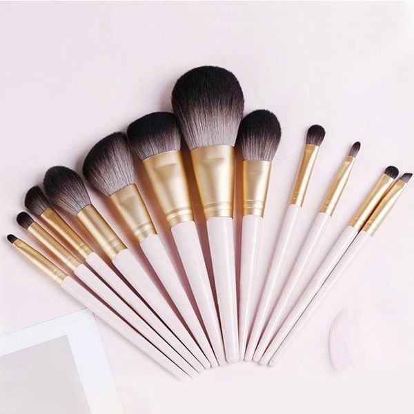 

makeup brushes 12pcs mini matte set wooden handle eyeshadow eyebrow foundation blush loose powder lips face tools