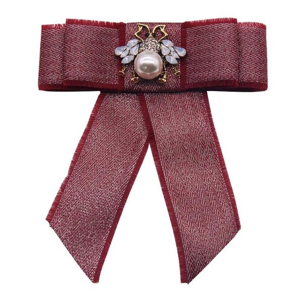 

pins, brooches hwasy1804 latest style fashion clothing fabric accessories pin bow striped rhinestone bees high-end brooch wholesale, Gray