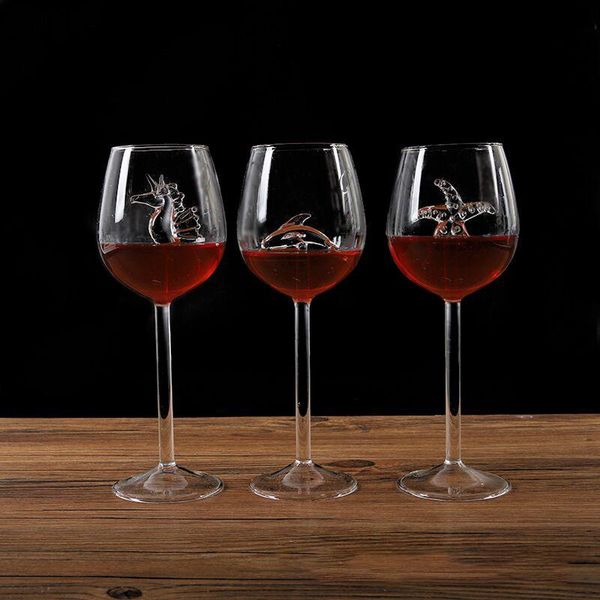 

wine glasses 300ml whiskey champagne glass wedding red cup goblets sea horse starfish dolphin shaped drinkware home bar supplies