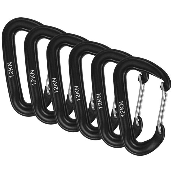 

cords, slings and webbing 6 pcs carabiner 12kn heavy duty clips keychain climbing snap clip lock buckle hook for hammocks camping hiking