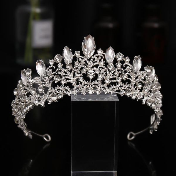 

hair clips & barrettes luxury crystal rhinestone tiara crown silver color diadem tiaras wedding accessories headpieces bridal jewelry gift, Golden;silver