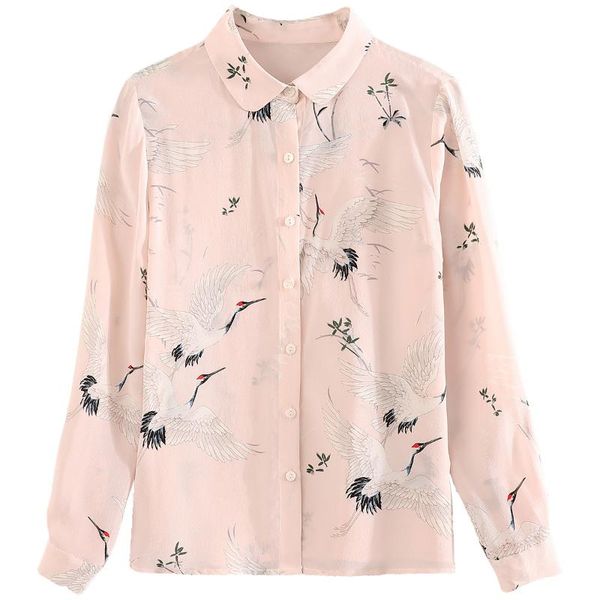 

blusas mujer de moda 2021 blouse women blouses turn down collar office ladies long sleeve print chiffon shirt b925 women's & shirts, White