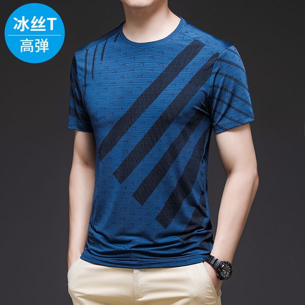 

luxury t-shirts ice silk short sleeve summer round neck youth korean fashion men's mh breathable sports t-shirt, Black