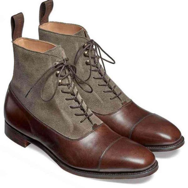 

dress shoes bota masculina de couro pu costurada com duas cores, botas cano alto cadarÃ§o marrom formal para negÃ³cios e motocicleta 8kh379 ot, Black