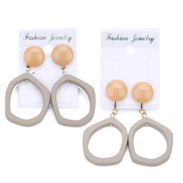 

hoop & huggie ckysee 1pcs/lot creative irregular geometry hit color resin earring ear clip 28x52mm woman jewelry diy accessories, Golden;silver