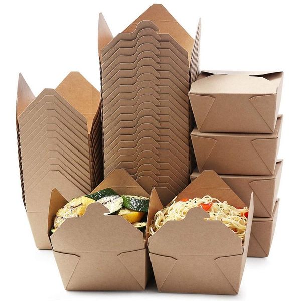

disposable take out containers 20packs kraft boxes, microwavable paper boxes for