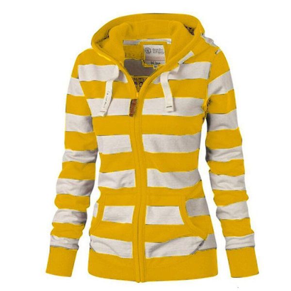 

autumn striped hoodies sweatshirt women long sleeve hooded zipper pockets casual plus size tracksuit female clothes women's & sweatshir, Black