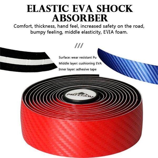 

bike handlebars &components road bicycle handlebar carbon fiber pattern bar tape soft cycling damping with 2 plug anti-slip straps acc
