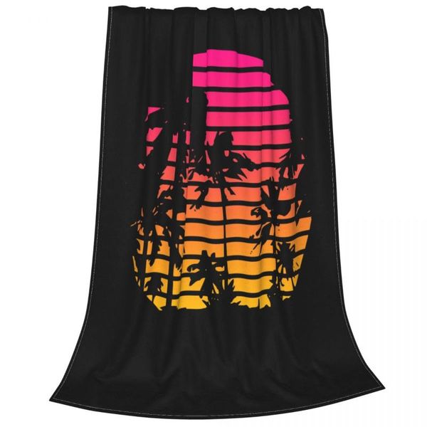

blankets tropical sunset flannel blanket 80s synthwave vaporwave vintage throw for home 150*125cm bedspreads