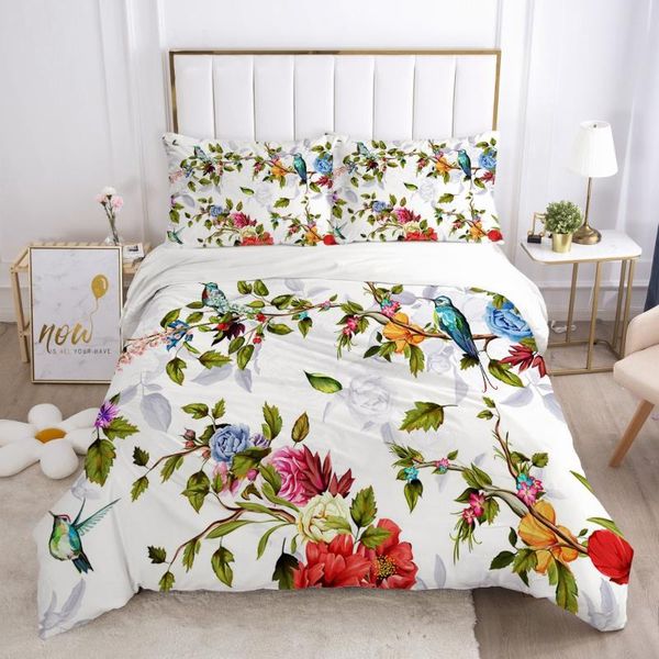 

duvet cover set sheet family euro 2.0 1.5 for home bed linen bedding 3d luxury linings 4pcs nordic flowers bird sets