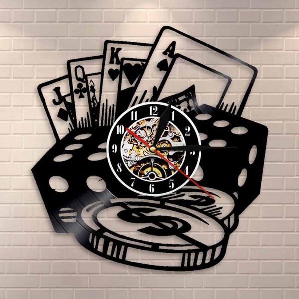 

wall clocks poker dice art chip set clock room decor record player gambler gift