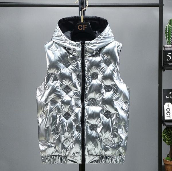 

bright surface down cotton vest designer jackets for man sleeveless reversible winter jacket men coat, Black;brown