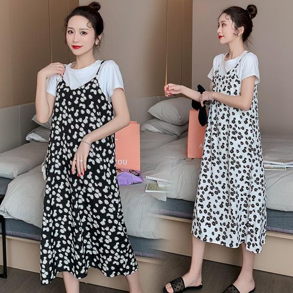 

maternity dresses 8881#nursing t shirt + dress clothes loose stylish long sleevess floral a line for pregnant women pregnancy, White