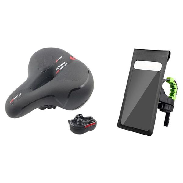 

bike saddles comfort seat,wide bicycle saddle with waterproof phone mount