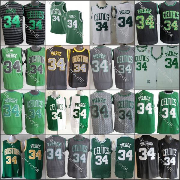 

boston celtics men green #34 pierce retro basketball jersey, Black