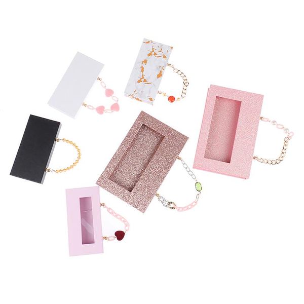 

false eyelashes 3d chain eyelash box glittering mink case packaging makeup with