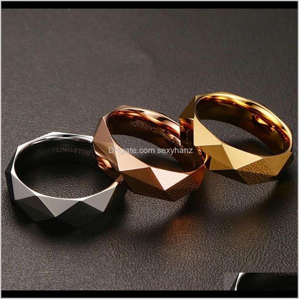 

cluster rings drop delivery 2021 accessories 6mm steel diamond tail ring tungsten gold mens jewelry 033 mxjrw, Golden;silver